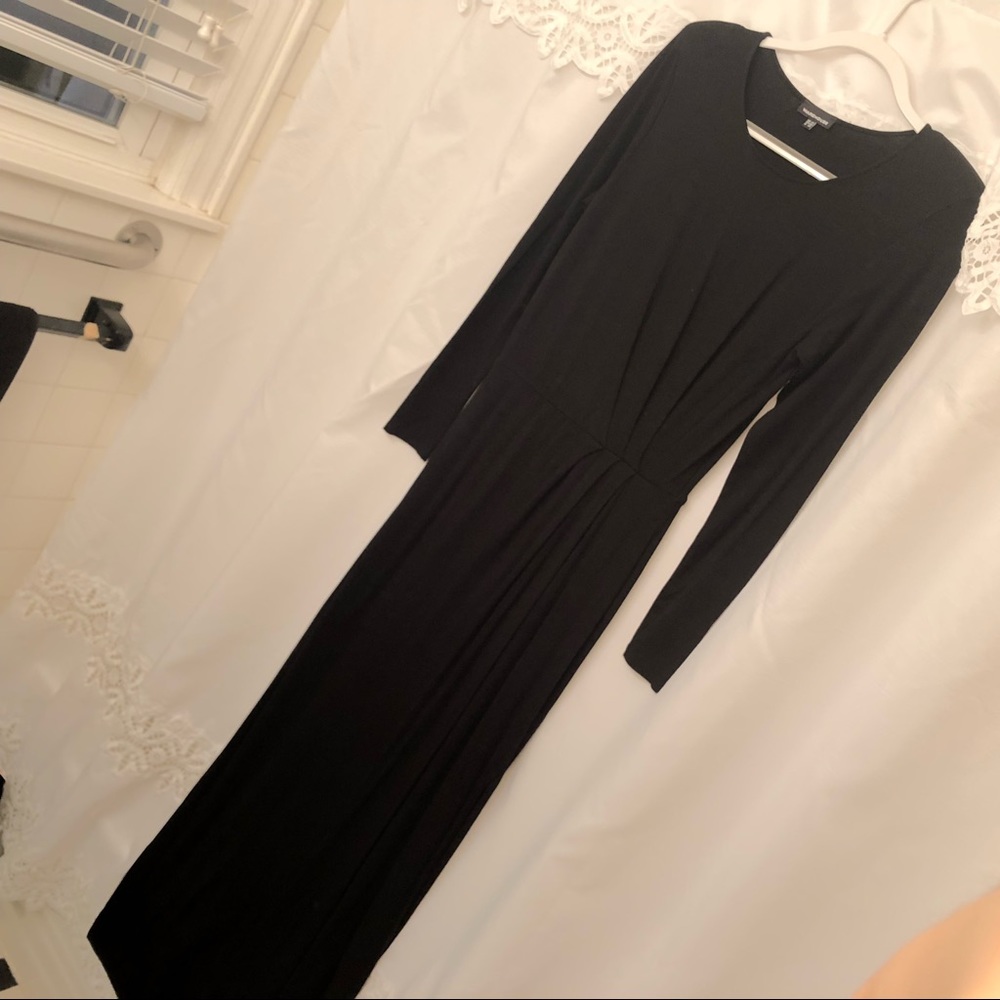 Long Sleeve Black Gown With Double Slits